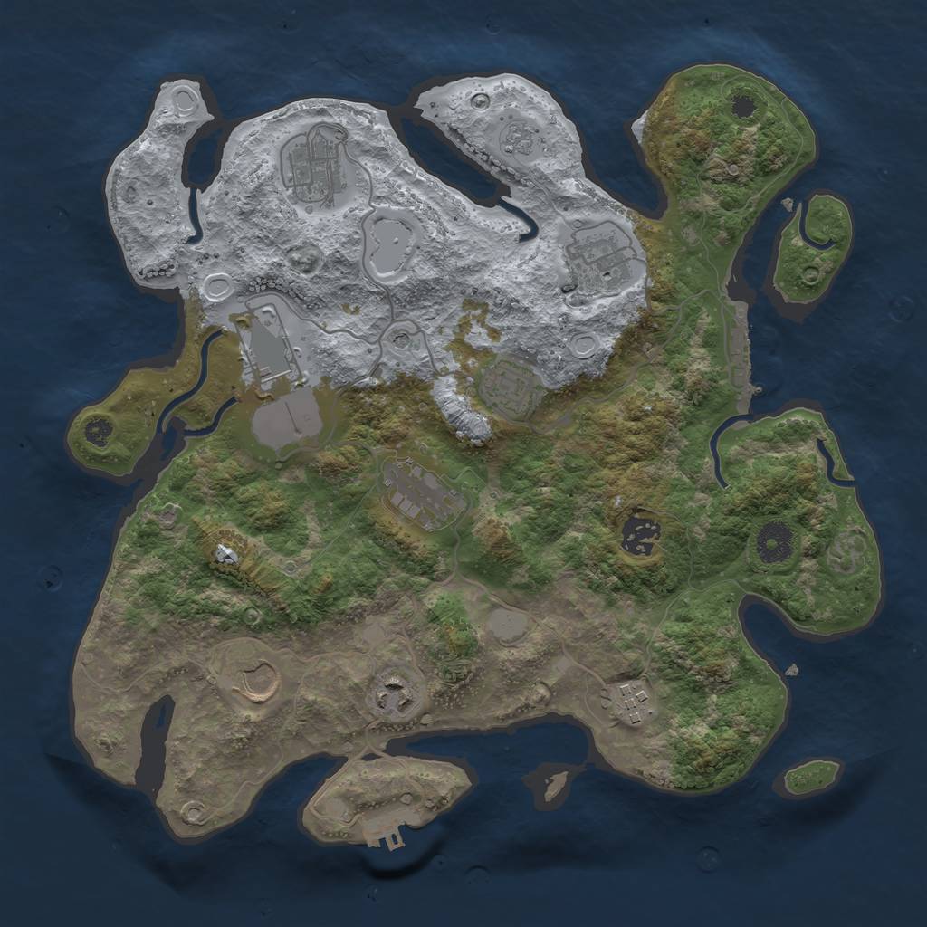Rust Map: Procedural Map, Size: 3500, Seed: 63246729, 16 Monuments