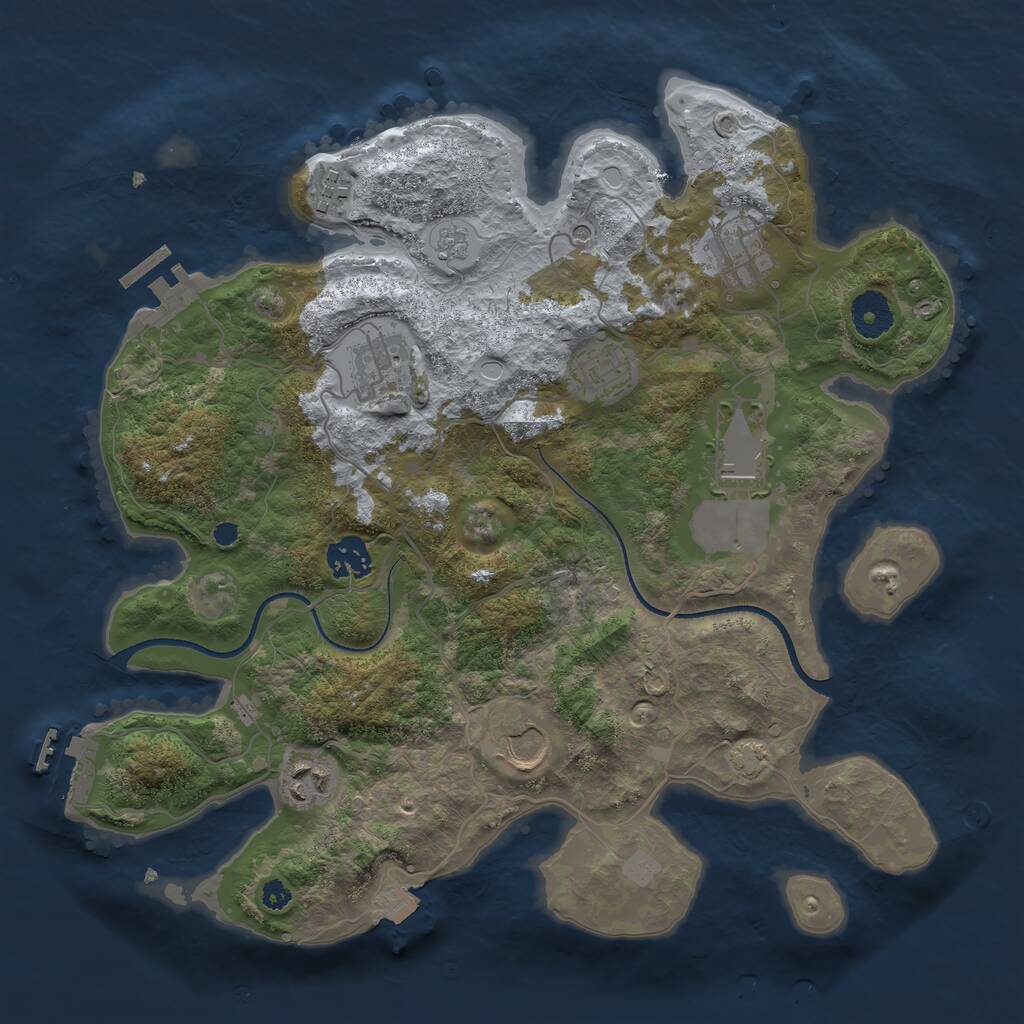Rust Map: Procedural Map, Size: 3500, Seed: 44266303, 14 Monuments