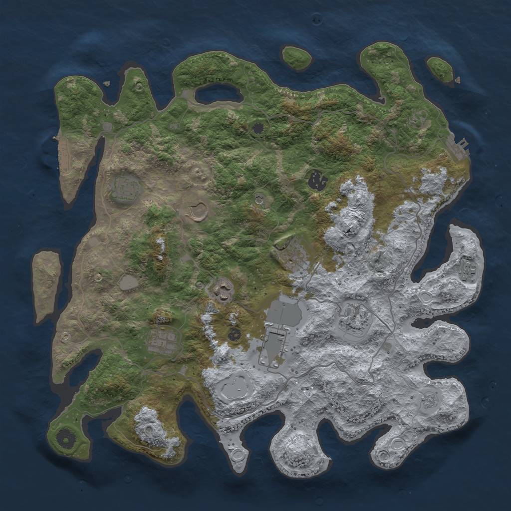 Rust Map: Procedural Map, Size: 4000, Seed: 1872133155, 18 Monuments