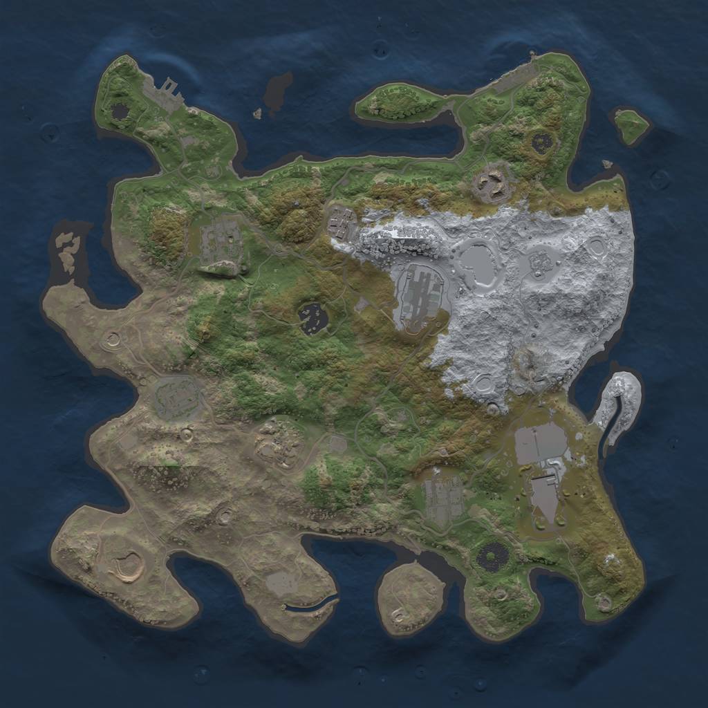 Rust Map: Procedural Map, Size: 3500, Seed: 1791757209, 19 Monuments