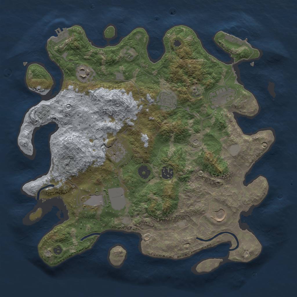 Rust Map: Procedural Map, Size: 3500, Seed: 268009546, 17 Monuments
