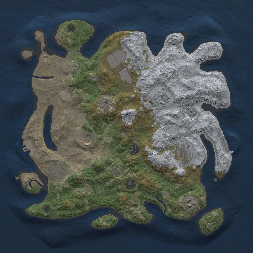 Rust Map: Procedural Map, Size: 3500, Seed: 25363649, 17 Monuments