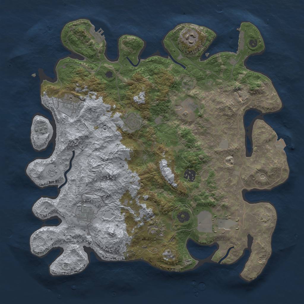 Rust Map: Procedural Map, Size: 3750, Seed: 63298, 17 Monuments