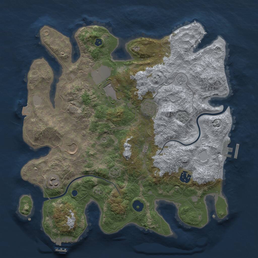 Rust Map: Procedural Map, Size: 3500, Seed: 81073384, 12 Monuments