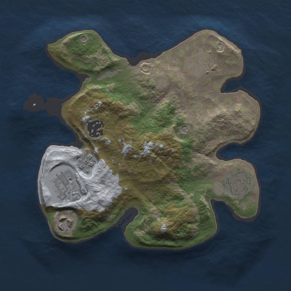 Rust Map: Barren, Size: 2500, Seed: 159354, 9 Monuments