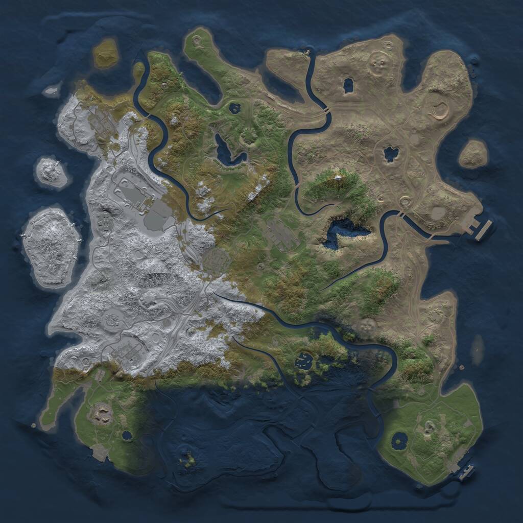 Rust Map: Procedural Map, Size: 4500, Seed: 1242317467, 15 Monuments