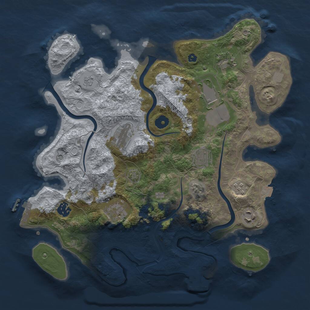 Rust Map: Procedural Map, Size: 3500, Seed: 73457855, 14 Monuments
