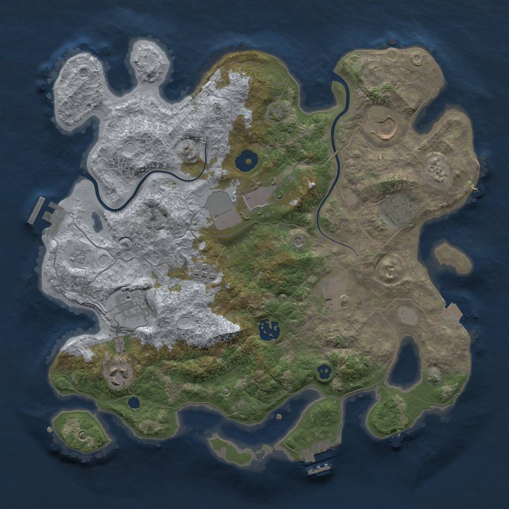 Rust Map: Procedural Map, Size: 3500, Seed: 634823250, 14 Monuments