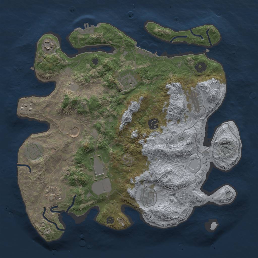 Rust Map: Procedural Map, Size: 3500, Seed: 1857972956, 19 Monuments