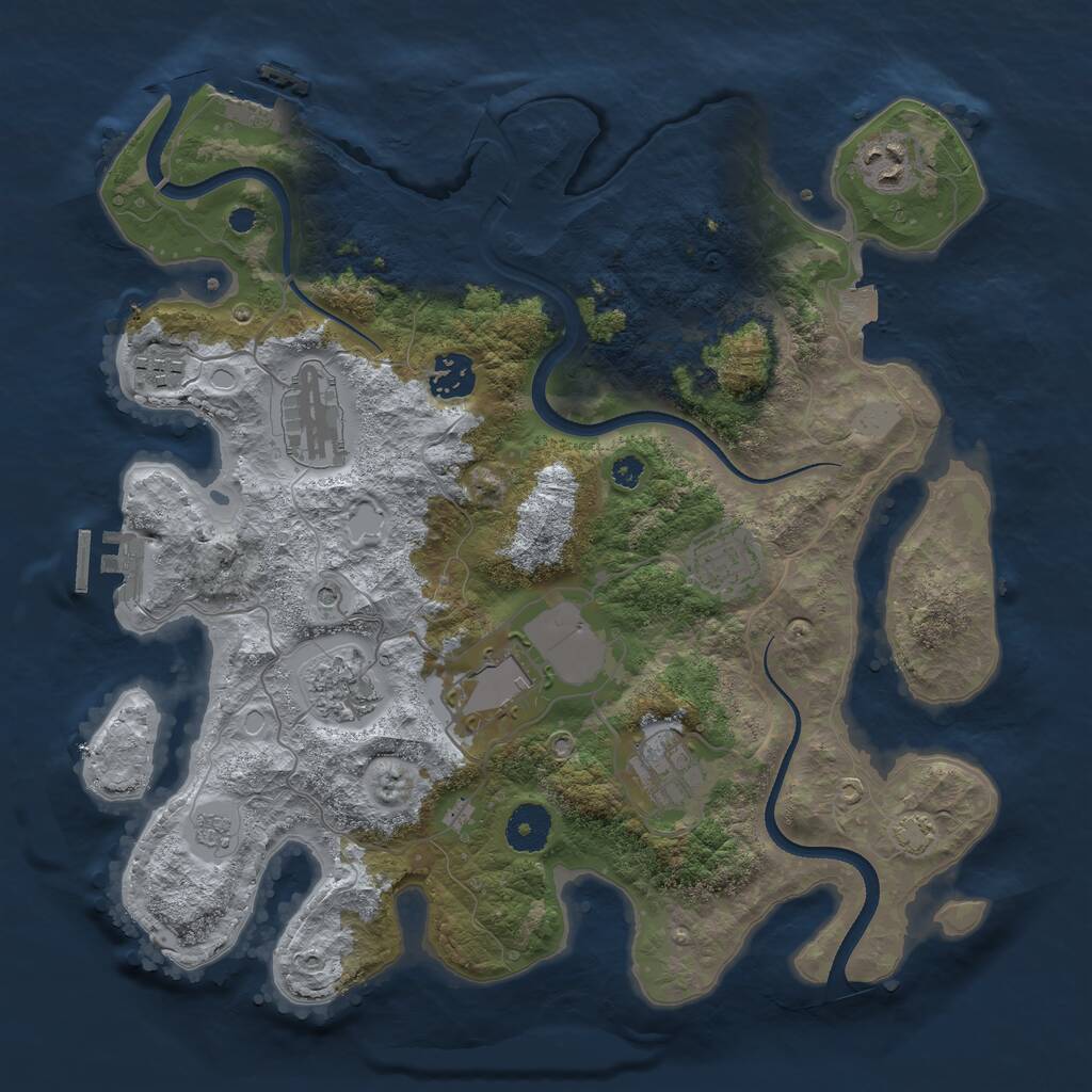 Rust Map: Procedural Map, Size: 3500, Seed: 70625663, 14 Monuments