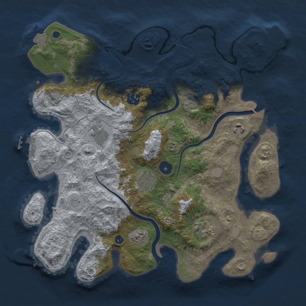 Rust Map: Procedural Map, Size: 3500, Seed: 70625663, 12 Monuments