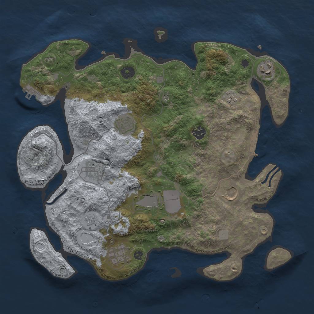 Rust Map: Procedural Map, Size: 3500, Seed: 77933713, 17 Monuments