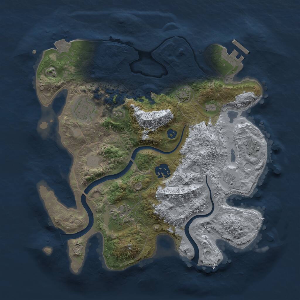 Rust Map: Procedural Map, Size: 3000, Seed: 1542152816, 9 Monuments