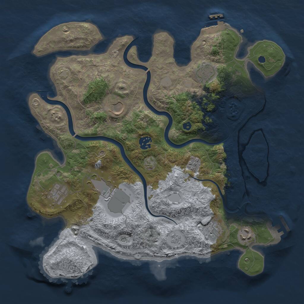 Rust Map: Procedural Map, Size: 3500, Seed: 1577846996, 14 Monuments