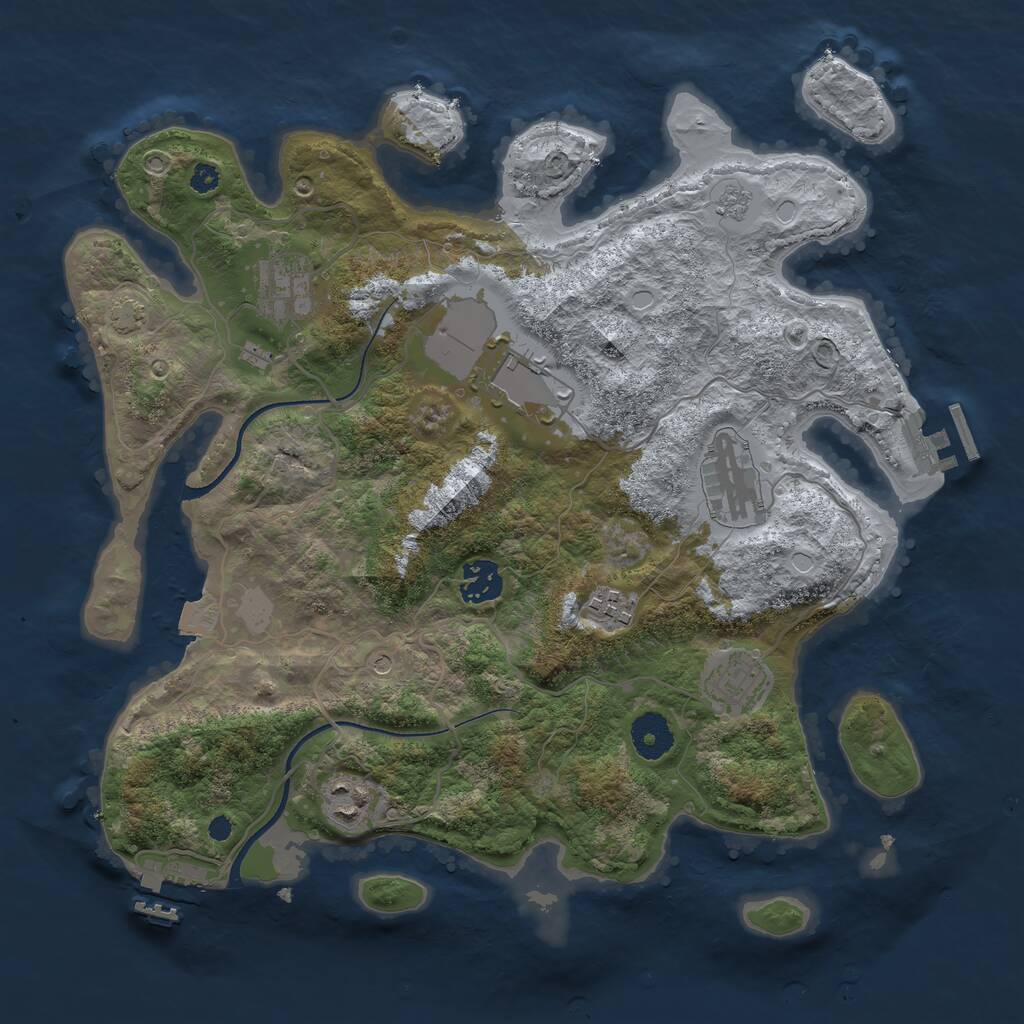 Rust Map: Procedural Map, Size: 3500, Seed: 6842282, 13 Monuments
