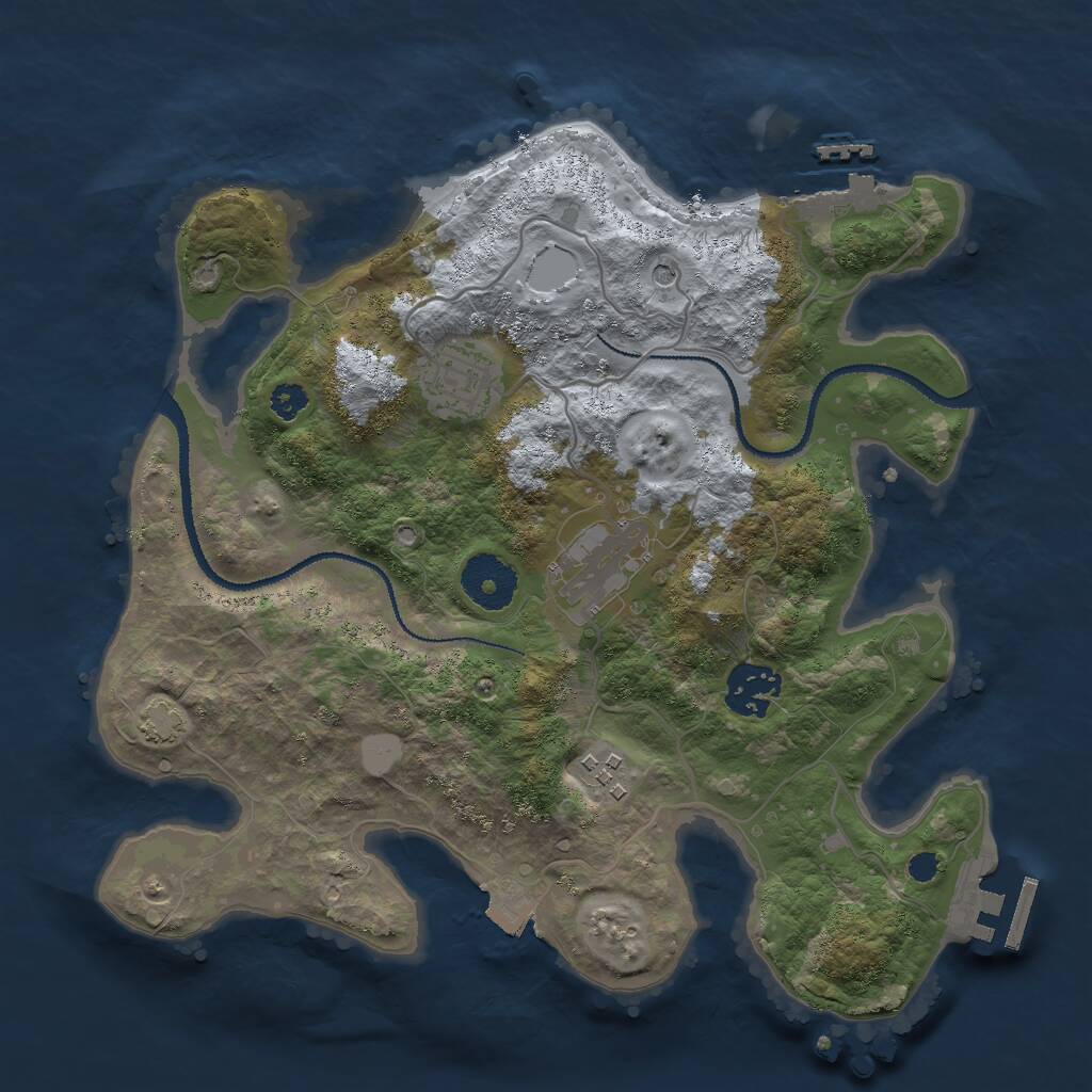Rust Map: Procedural Map, Size: 3000, Seed: 1941474021, 9 Monuments