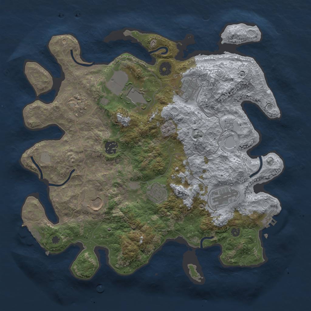 Rust Map: Procedural Map, Size: 3500, Seed: 1863220521, 16 Monuments