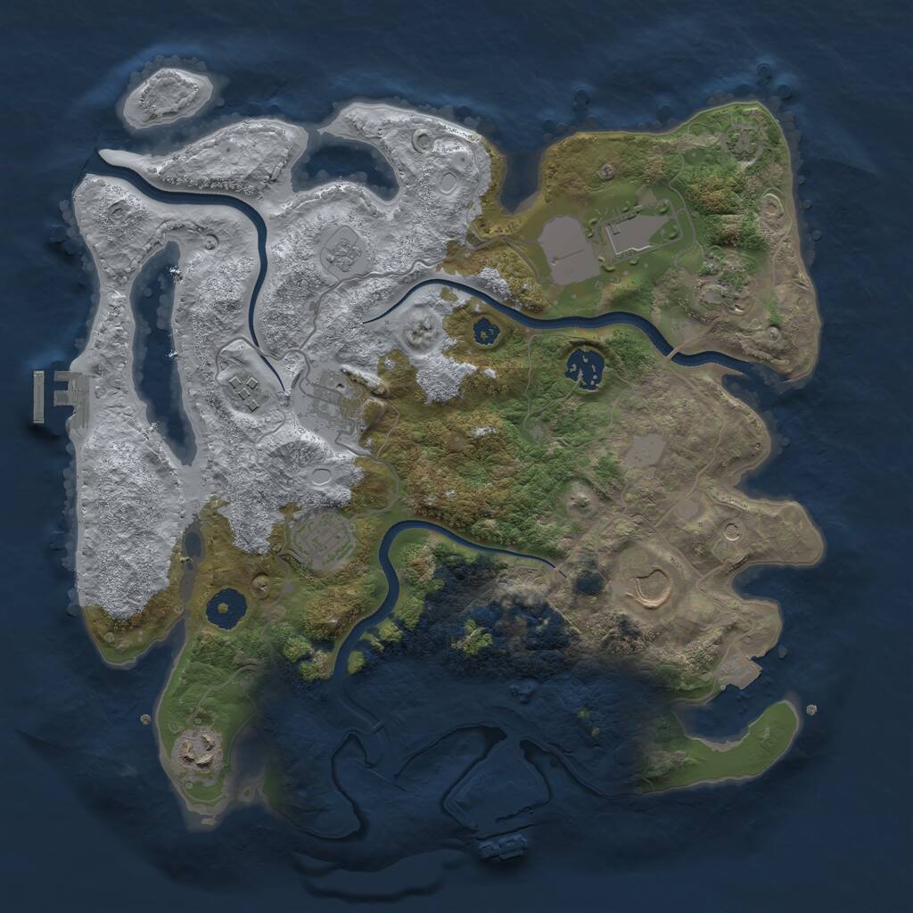 Rust Map: Procedural Map, Size: 3500, Seed: 22913926, 14 Monuments