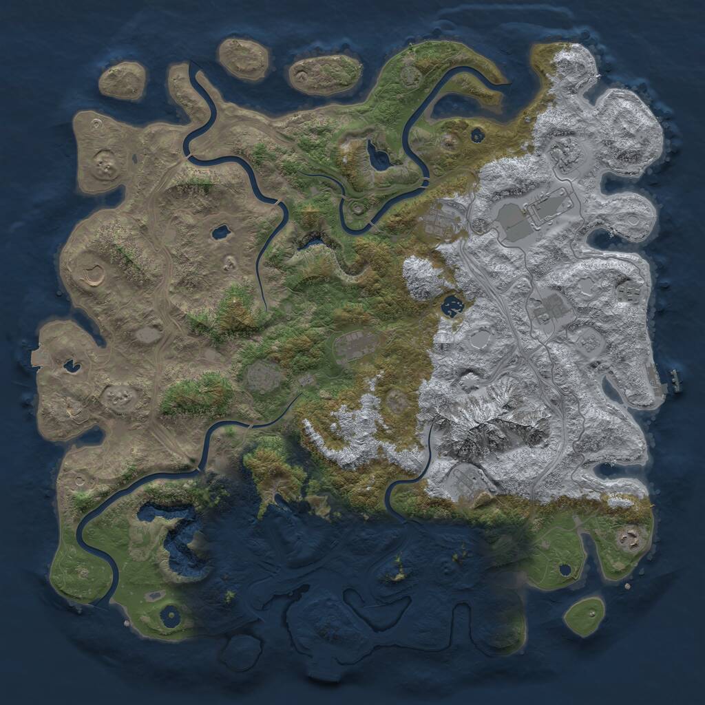 Rust Map: Procedural Map, Size: 5000, Seed: 6937, 17 Monuments
