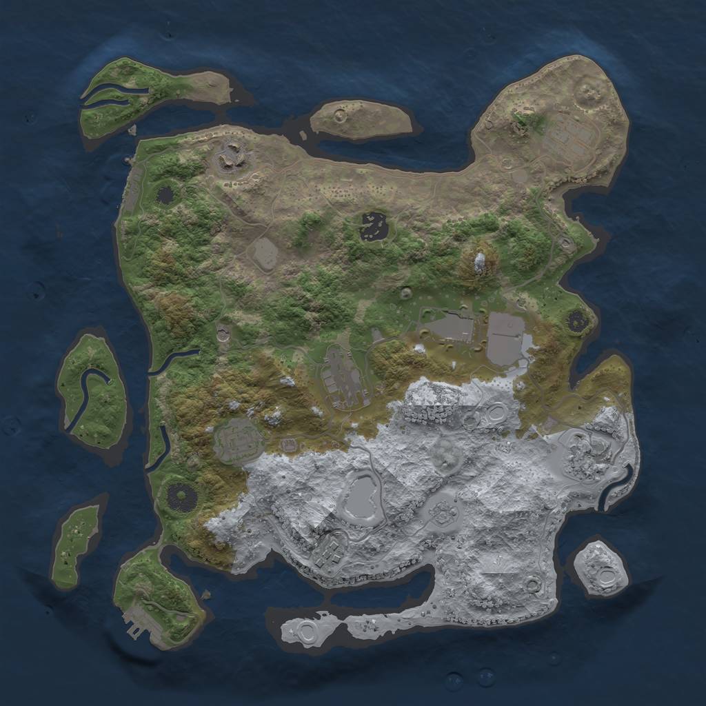 Rust Map: Procedural Map, Size: 3500, Seed: 16524050, 17 Monuments