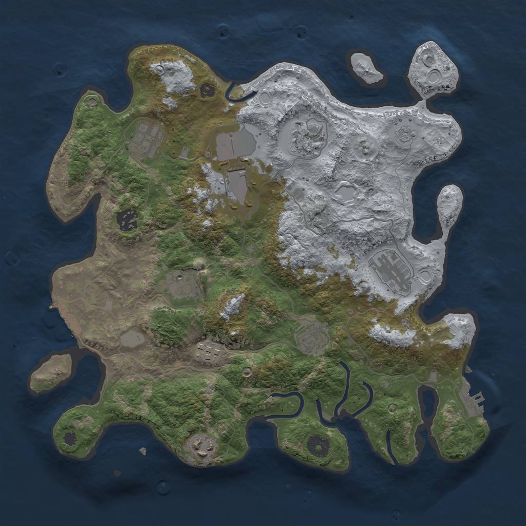 Rust Map: Procedural Map, Size: 3500, Seed: 85998370, 17 Monuments