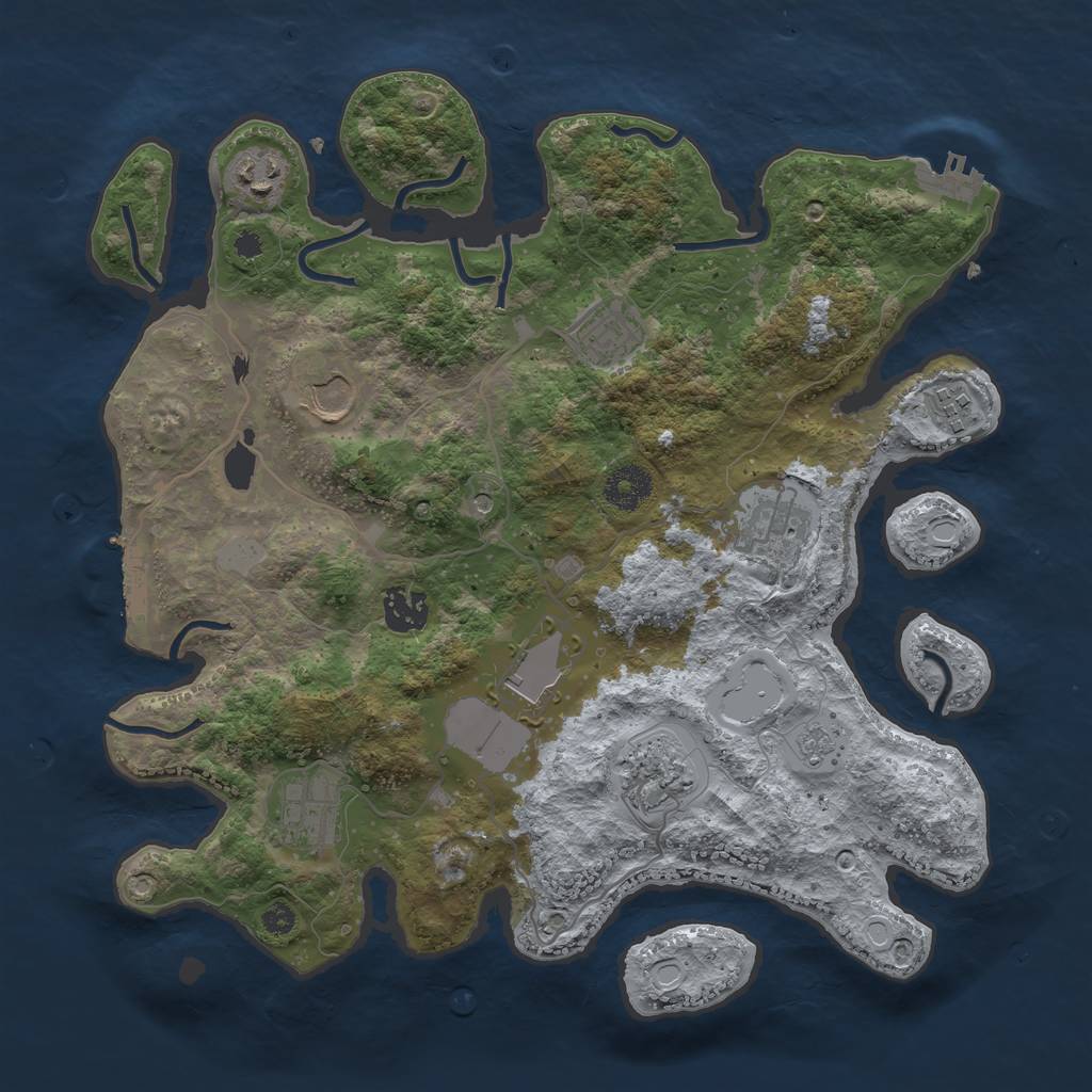 Rust Map: Procedural Map, Size: 3500, Seed: 15975657, 18 Monuments
