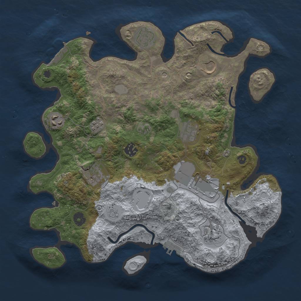 Rust Map: Procedural Map, Size: 3500, Seed: 1421081369, 18 Monuments