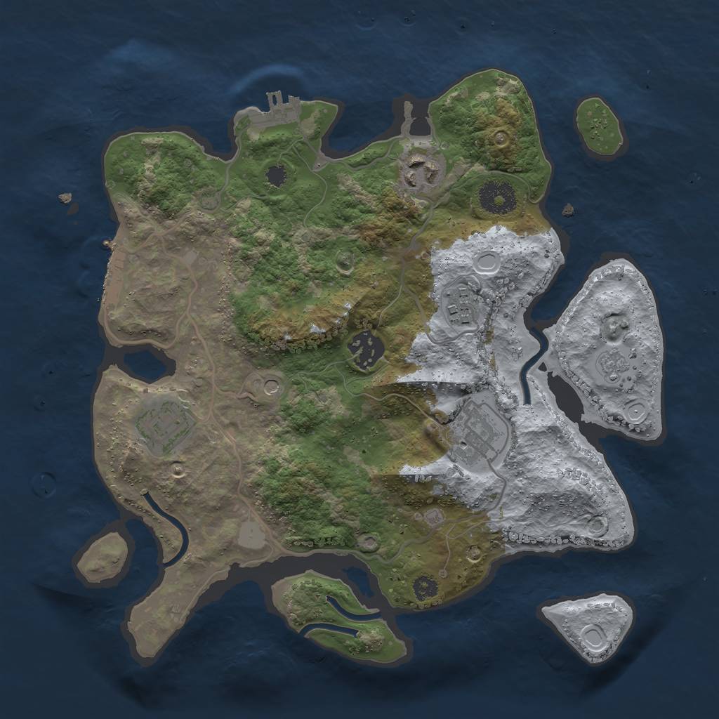 Rust Map: Procedural Map, Size: 3000, Seed: 1075203179, 14 Monuments