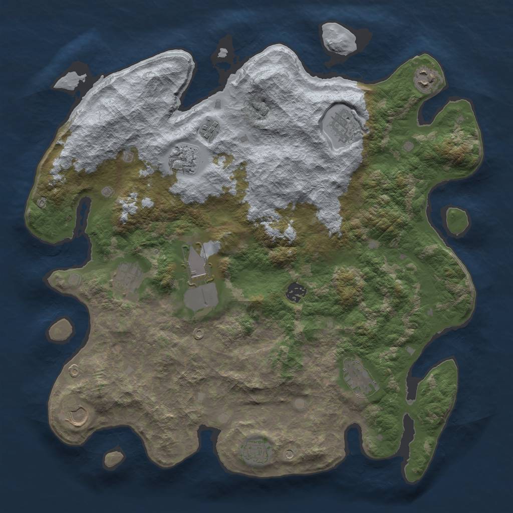 Rust Map: Barren, Size: 4000, Seed: 603510539, 13 Monuments