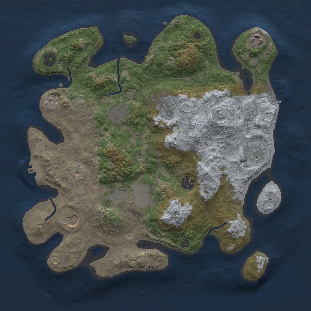 Rust Map: Procedural Map, Size: 3500, Seed: 54518251, 17 Monuments