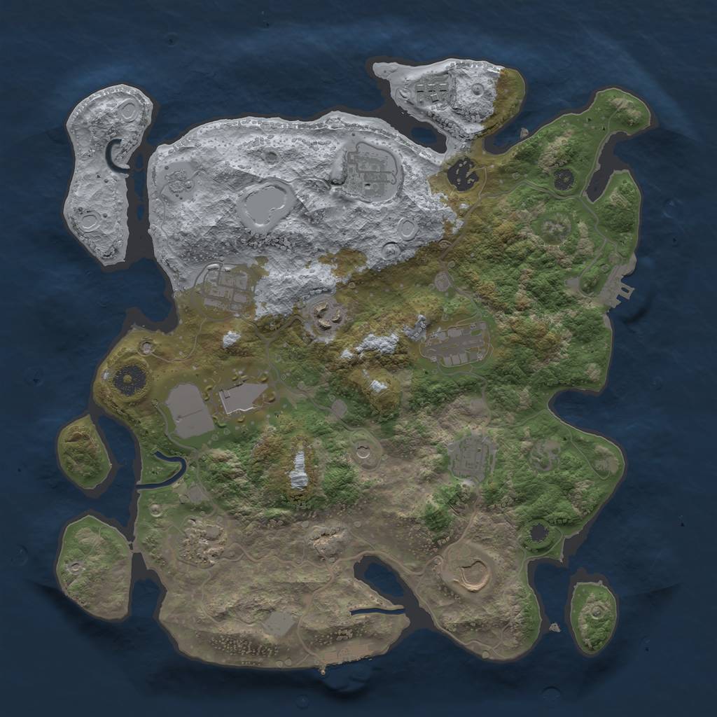 Rust Map: Procedural Map, Size: 3500, Seed: 1609503441, 17 Monuments