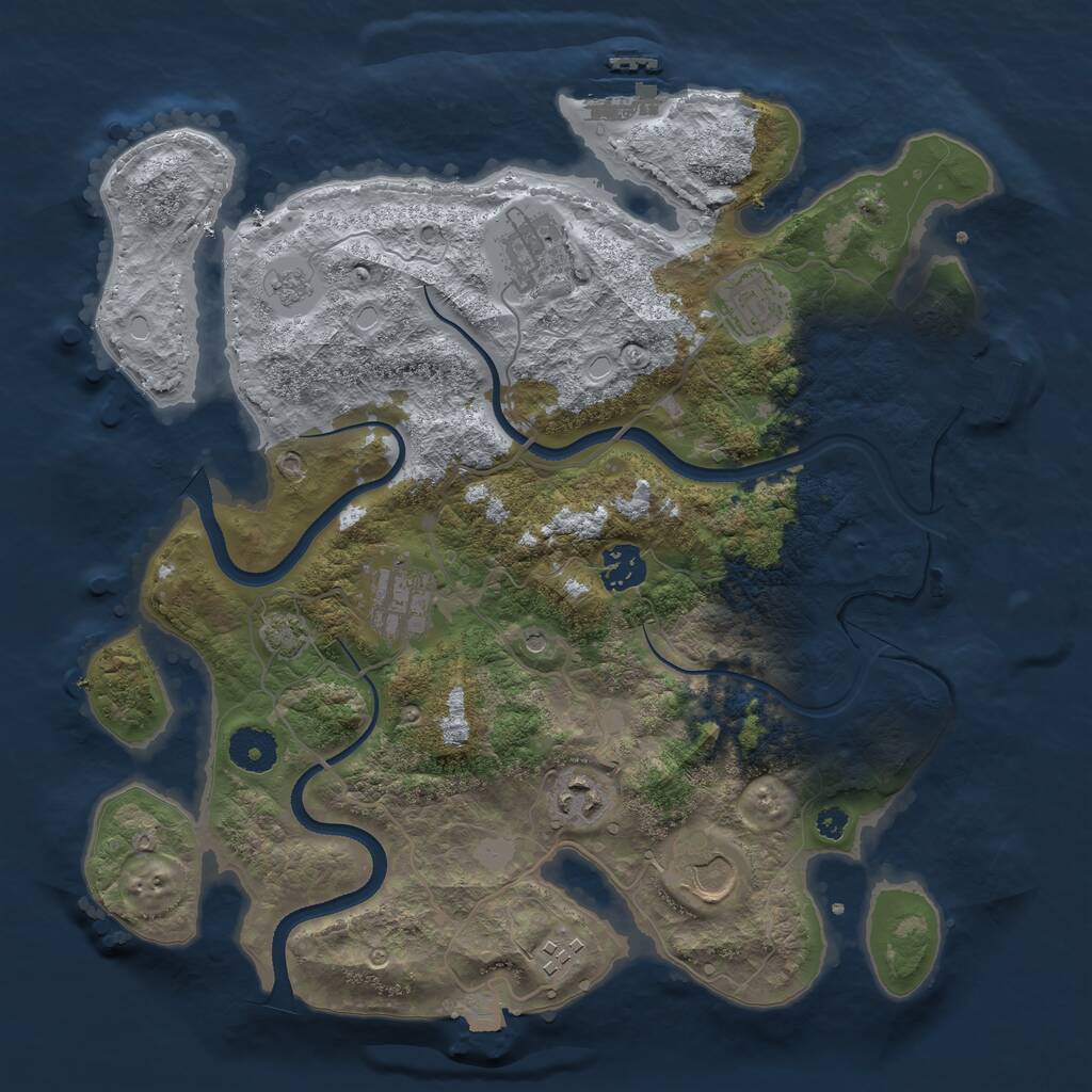 Rust Map: Procedural Map, Size: 3500, Seed: 1609503441, 13 Monuments