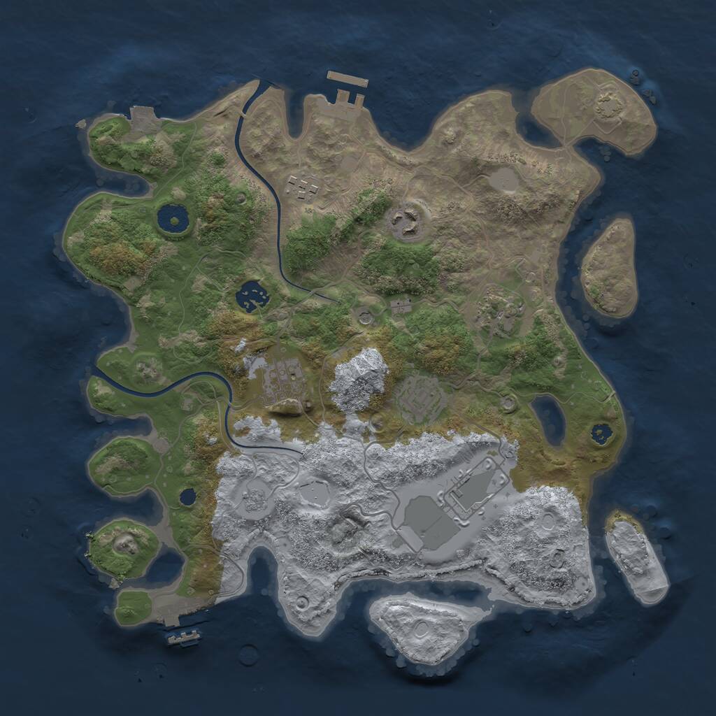 Rust Map: Procedural Map, Size: 3500, Seed: 48775361, 13 Monuments
