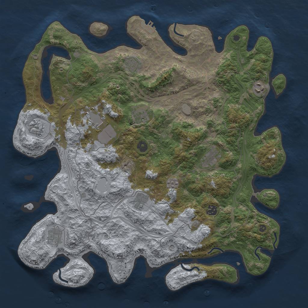 Rust Map: Procedural Map, Size: 4250, Seed: 1219221015, 18 Monuments