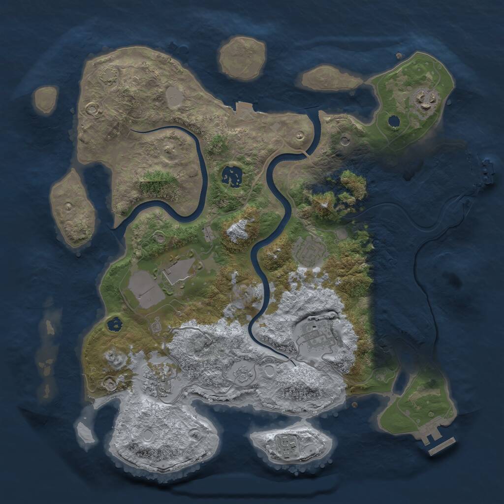 Rust Map: Procedural Map, Size: 3500, Seed: 74997997, 13 Monuments