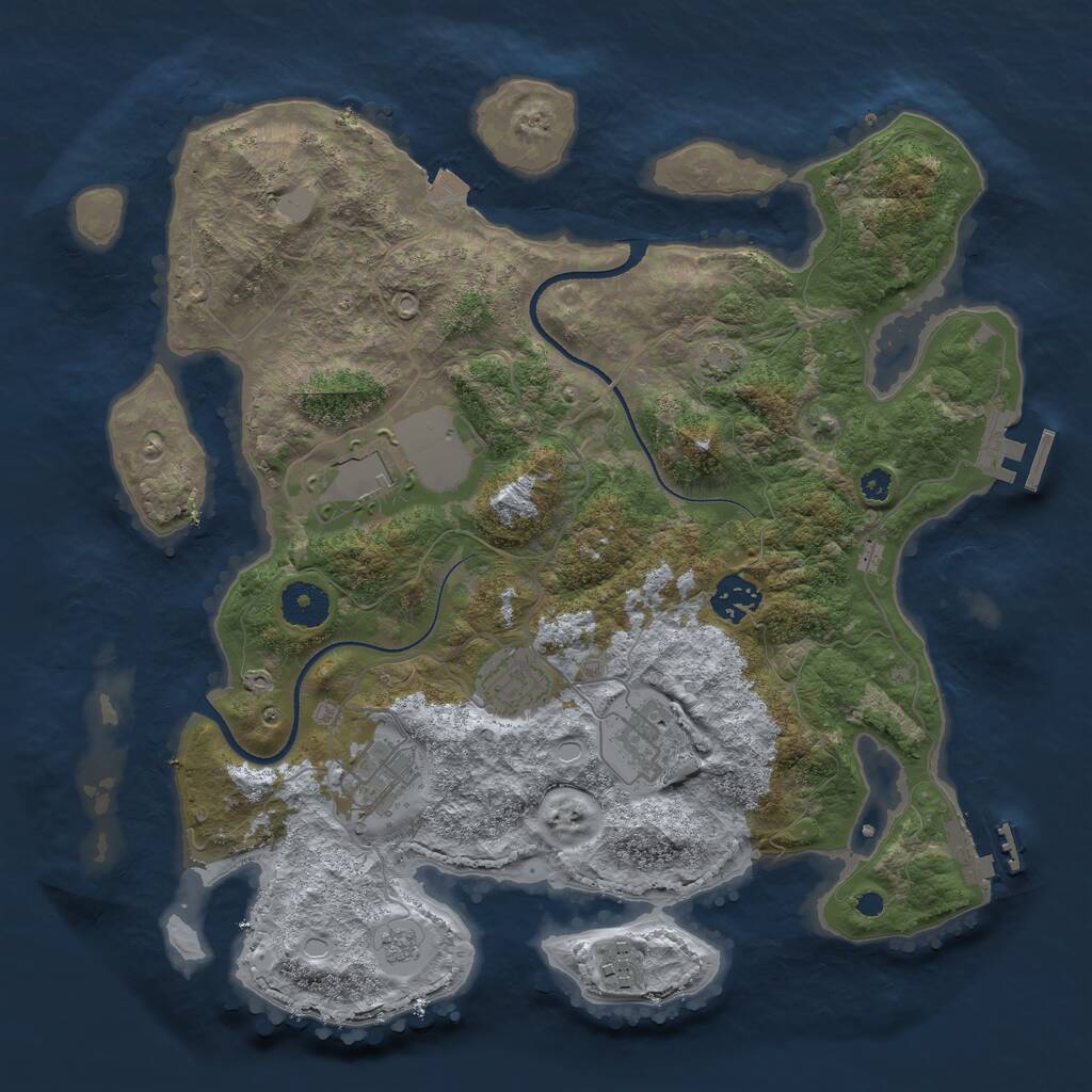 Rust Map: Procedural Map, Size: 3500, Seed: 74997997, 11 Monuments