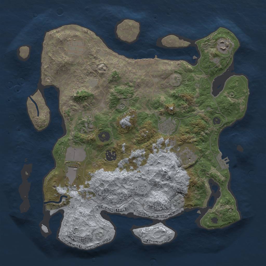 Rust Map: Procedural Map, Size: 3500, Seed: 74997997, 17 Monuments