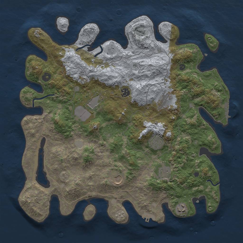 Rust Map: Procedural Map, Size: 4000, Seed: 53566983, 17 Monuments