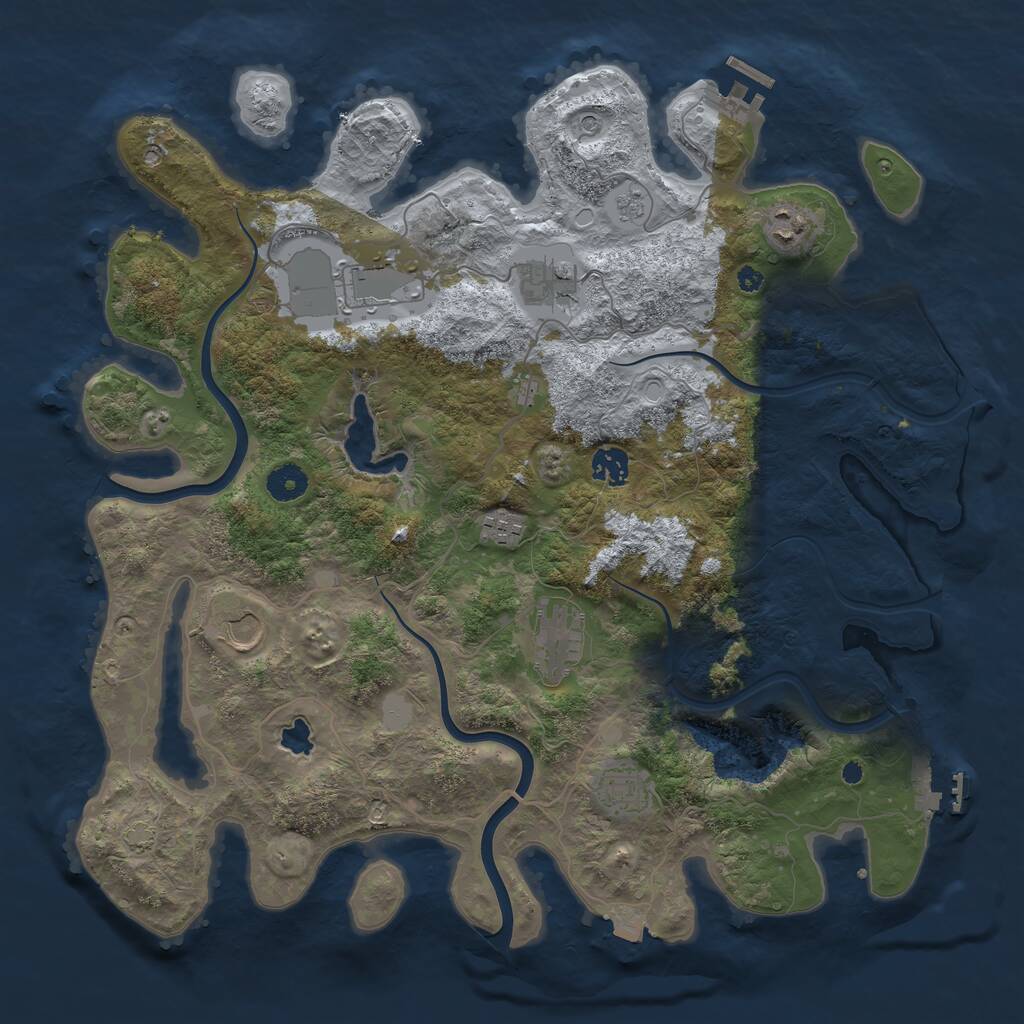 Rust Map: Procedural Map, Size: 4000, Seed: 53566983, 14 Monuments