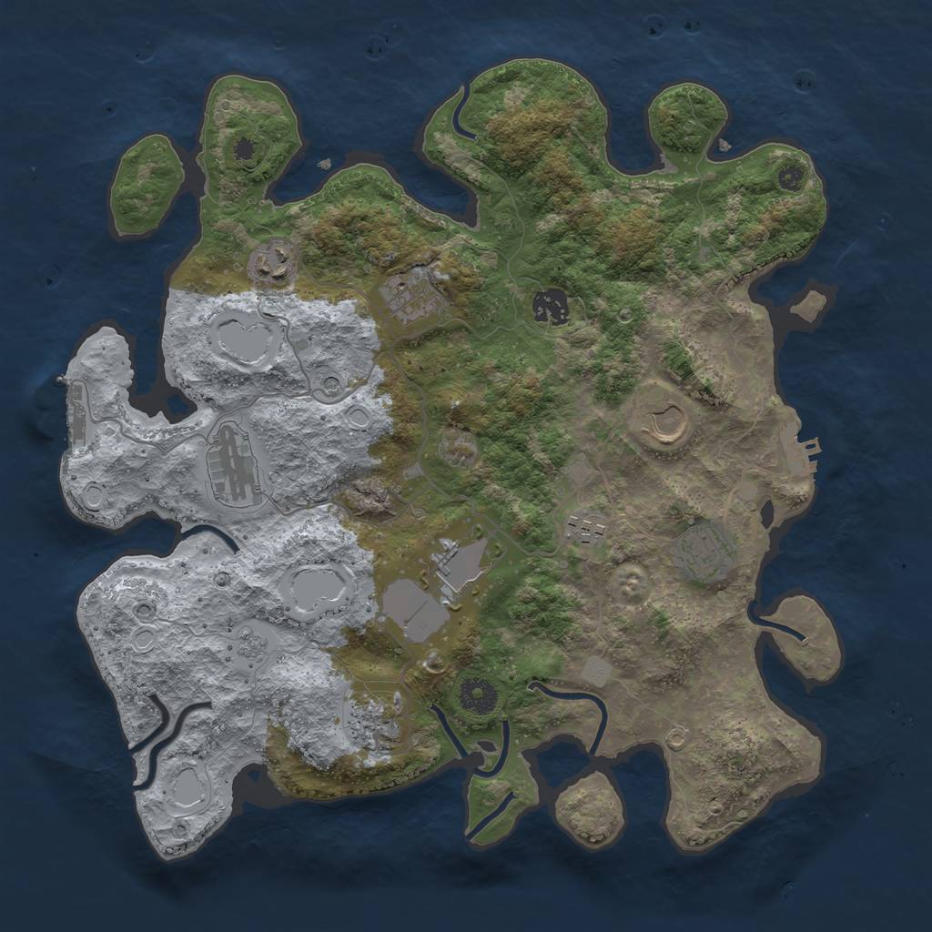 Rust Map: Procedural Map, Size: 3700, Seed: 1181589900, 18 Monuments