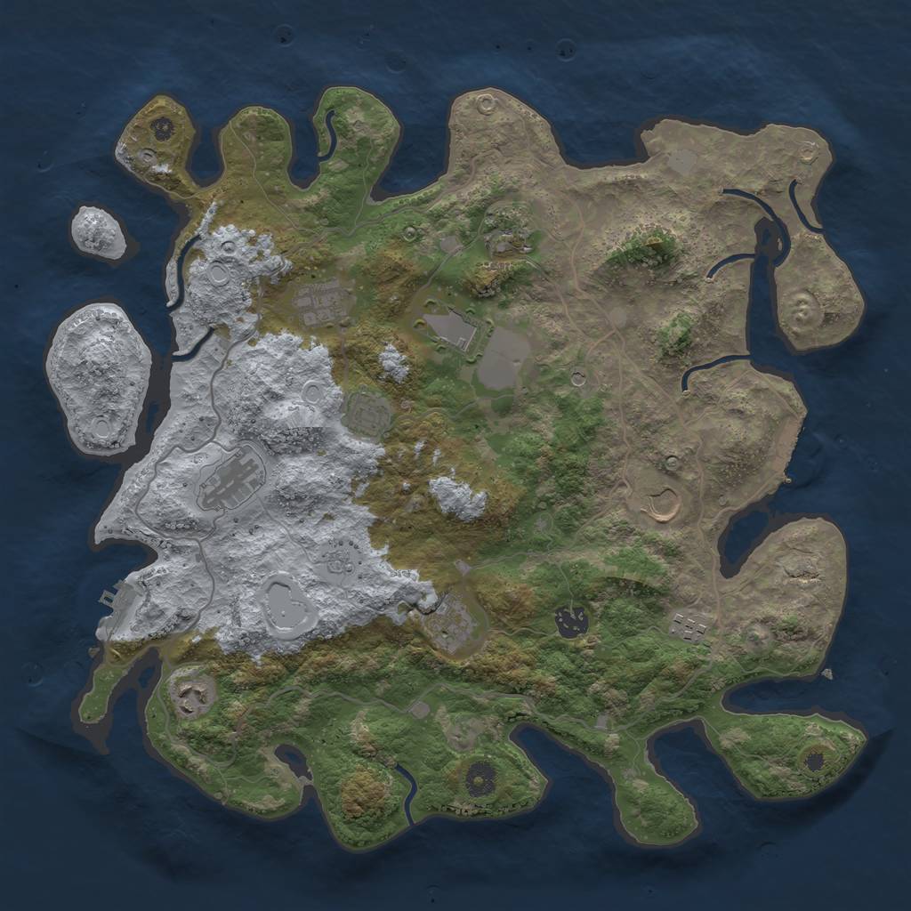 Rust Map: Procedural Map, Size: 4050, Seed: 1242317467, 17 Monuments
