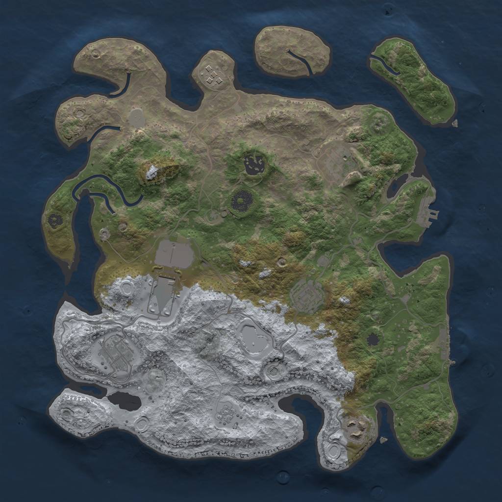 Rust Map: Procedural Map, Size: 3500, Seed: 2507626, 16 Monuments