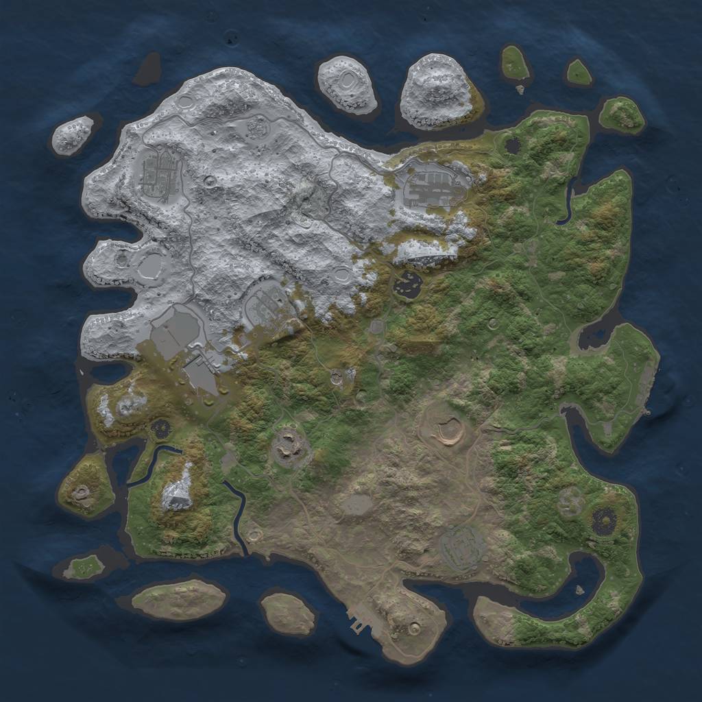Rust Map: Procedural Map, Size: 3800, Seed: 87361289, 17 Monuments