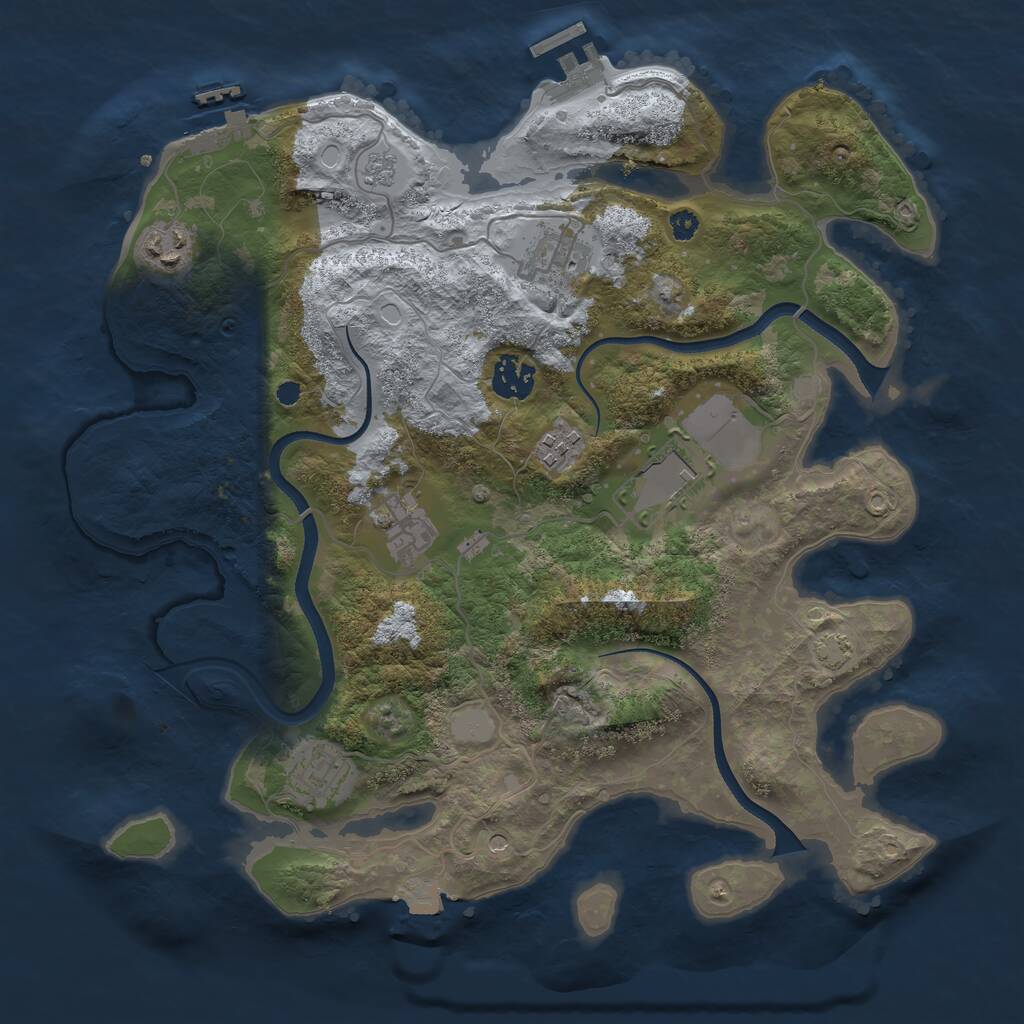 Rust Map: Procedural Map, Size: 3500, Seed: 72163139, 13 Monuments