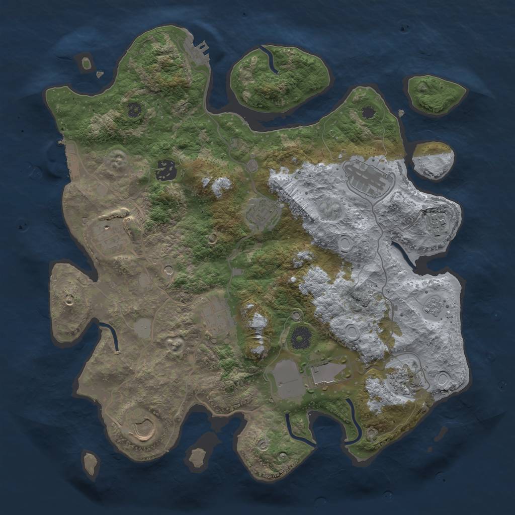 Rust Map: Procedural Map, Size: 3500, Seed: 1017937096, 18 Monuments