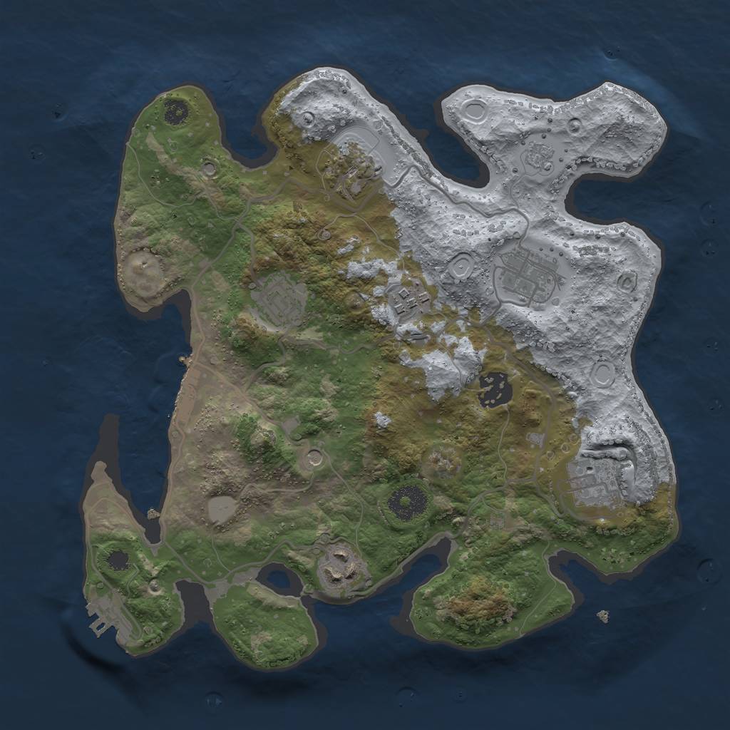 Rust Map: Procedural Map, Size: 3000, Seed: 1416, 16 Monuments