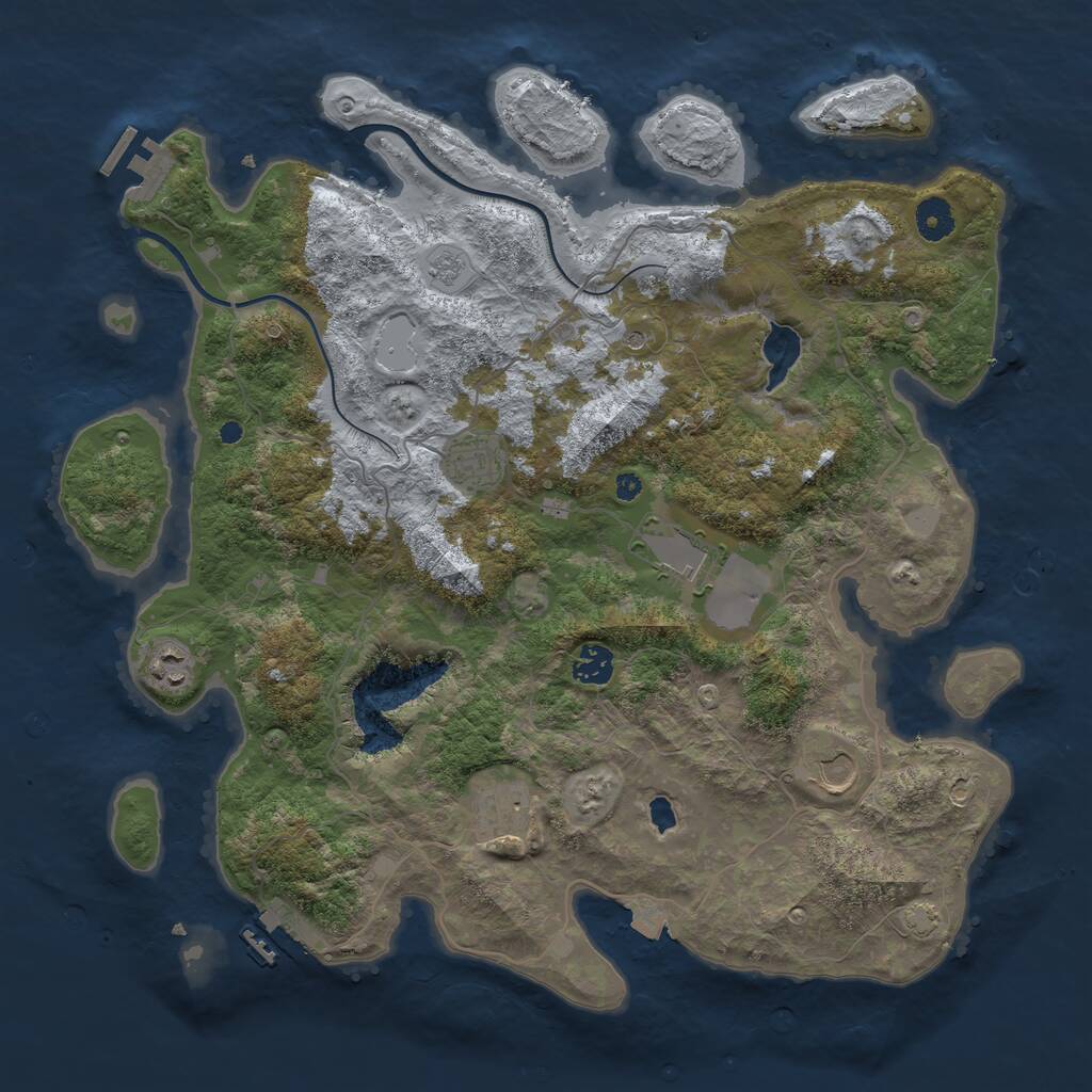 Rust Map: Procedural Map, Size: 4000, Seed: 1374038355, 12 Monuments