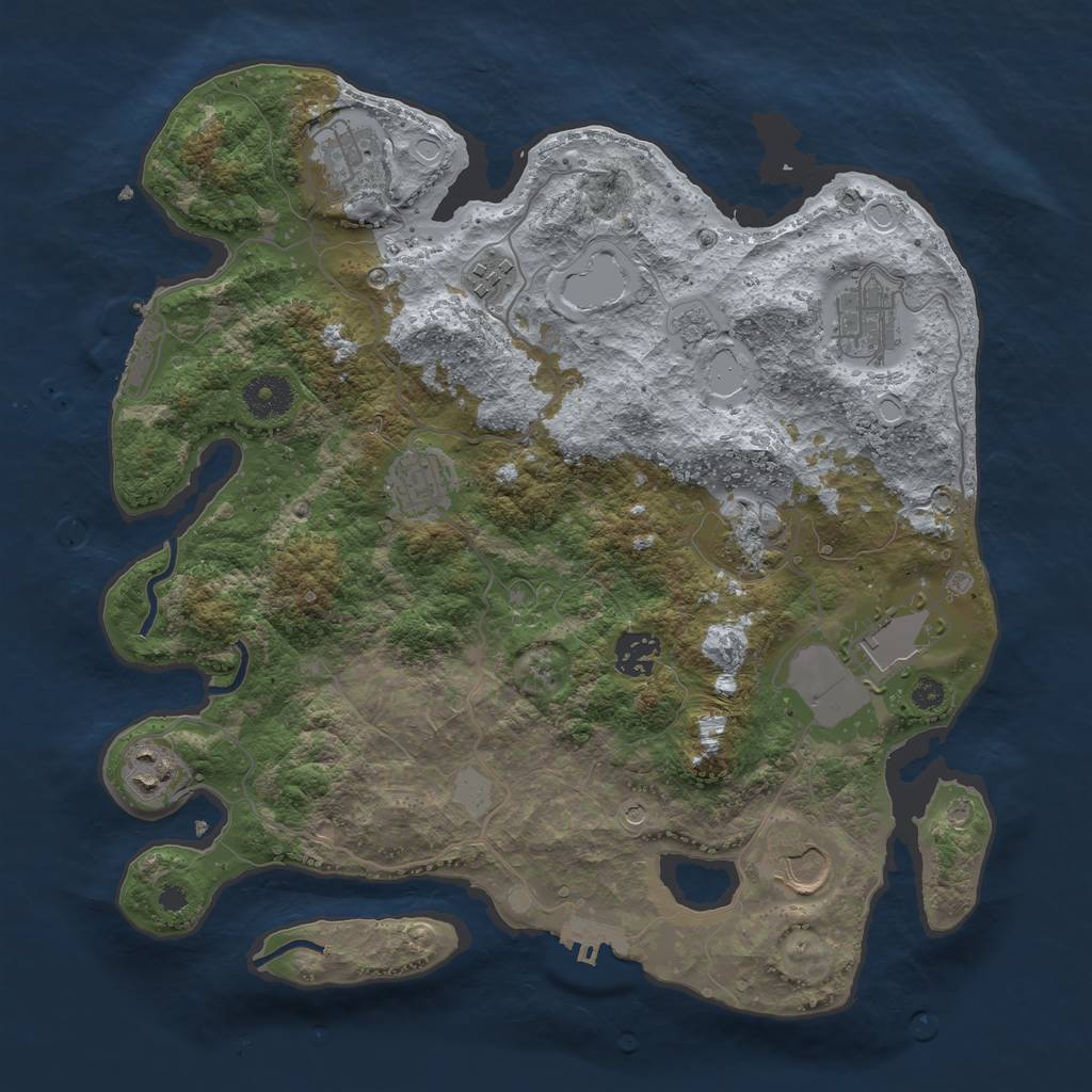 Rust Map: Procedural Map, Size: 3500, Seed: 44418085, 18 Monuments