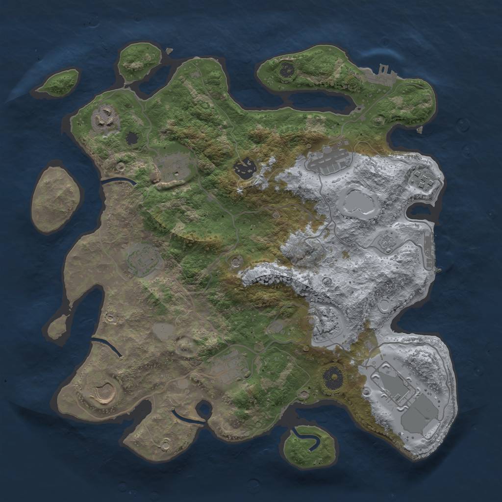 Rust Map: Procedural Map, Size: 3500, Seed: 24520314, 19 Monuments