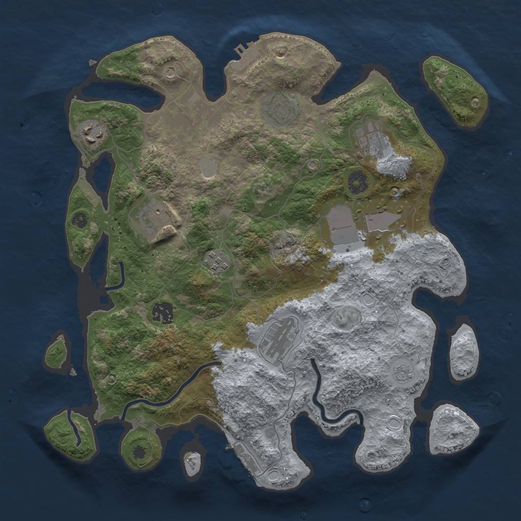 Rust Map: Procedural Map, Size: 3500, Seed: 56012635, 17 Monuments